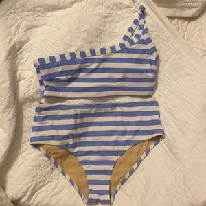 Old navy striped Swim suit - top large- bottom XL